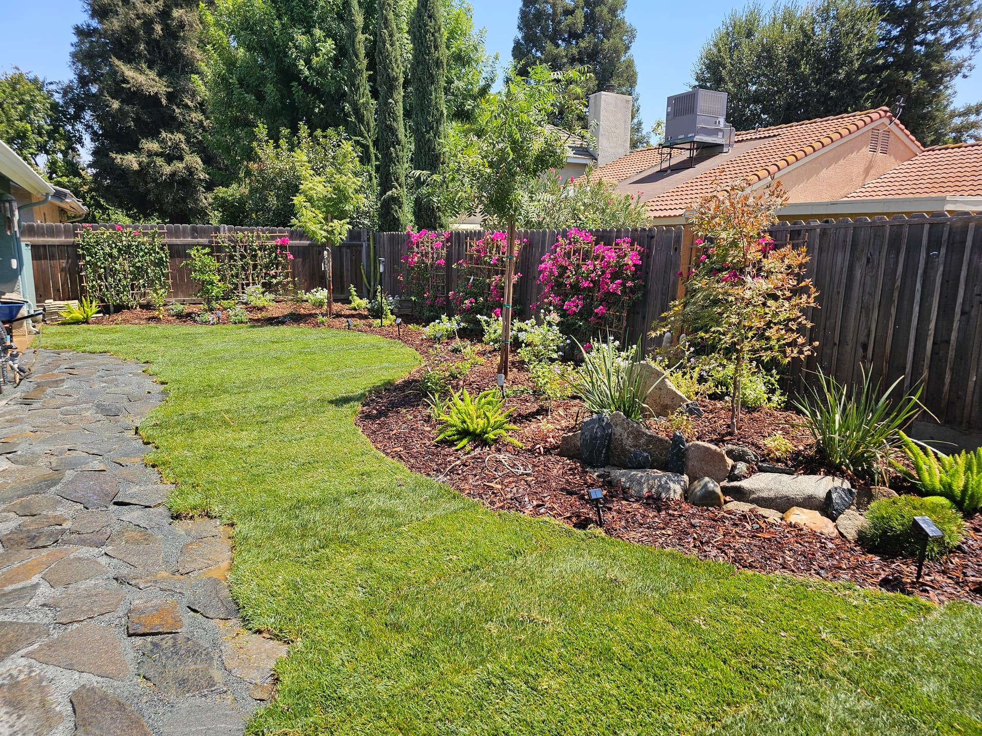 Fresh Backyard Reset With New Planting Beds and Clean Lawn Layout image